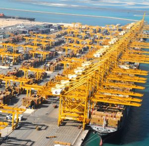 Jebel Ali Port, located 35 km south of Dubai